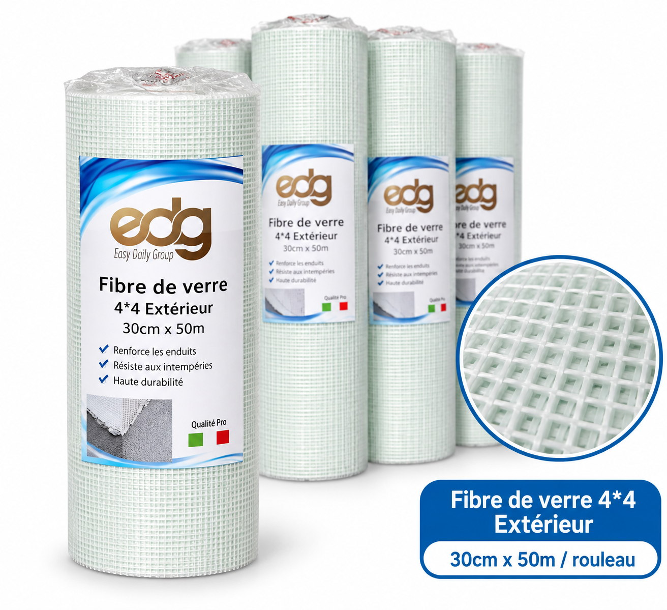 Fibre de verre 4*4 extérieur 30cmx50/rouleau