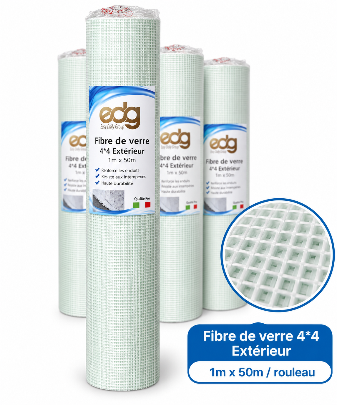 Fibre de verre 4*4 extérieur 1mx50/rouleau