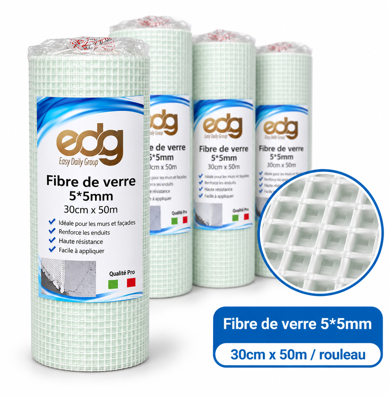 Fibre de verre 5*5mm 30cmx50/rouleau