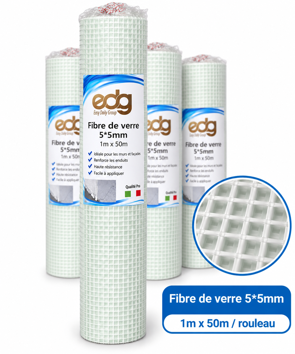 Fibre de verre 5*5mm 1mx50/rouleau