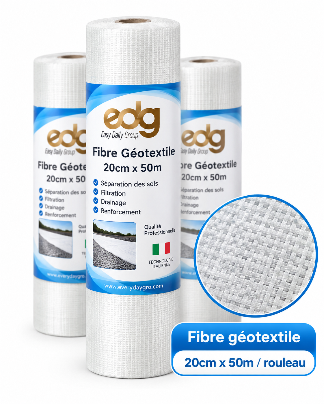 Géotextile 60g/m² 20cm*50m